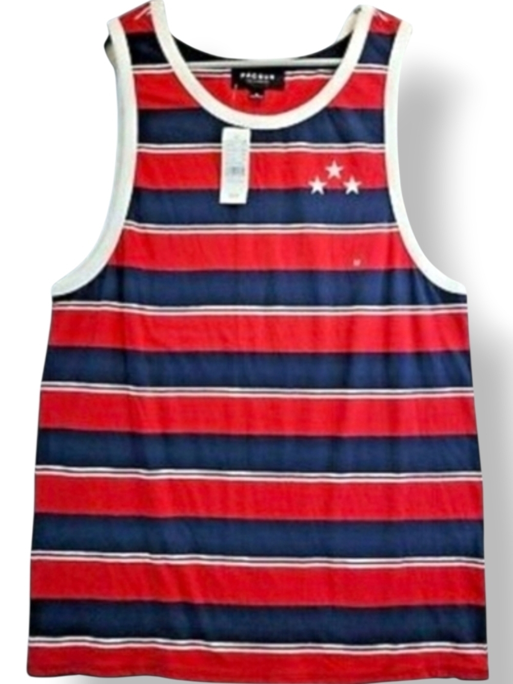 PACSUN - Small Striped Red & Navy Tank Top with Star Accent - Picture 2 of 5